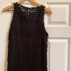 White House Black Market lace and fringe dressy ladies top